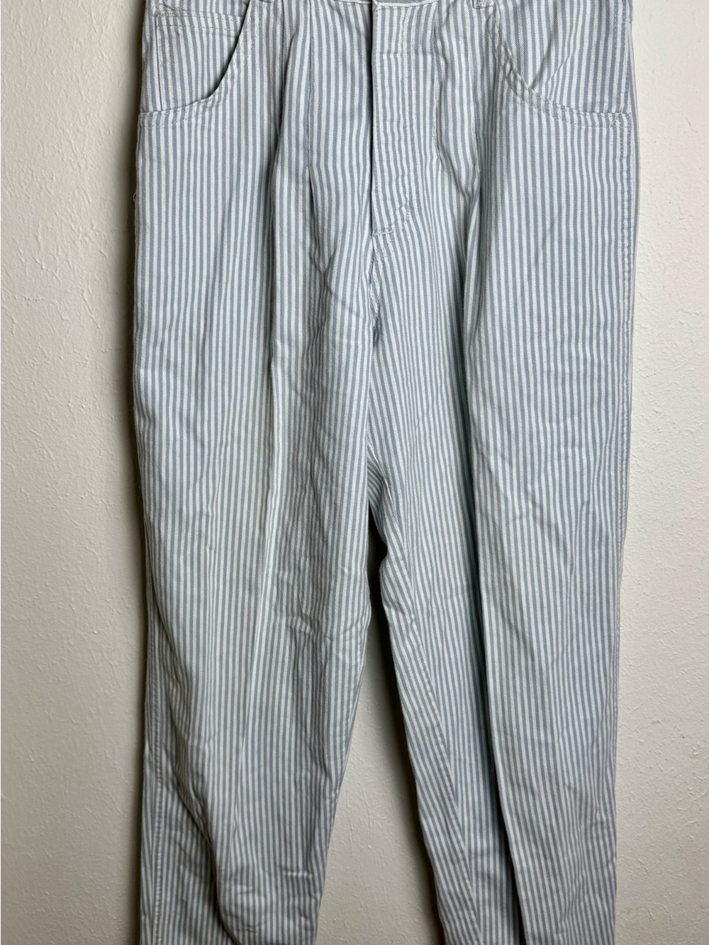 VTG Striped Casual pleated Pants - Light Blue/White